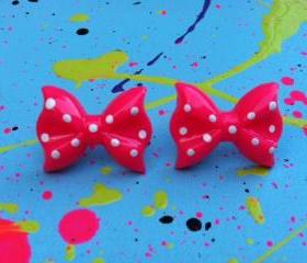 Pink Bow Earrings