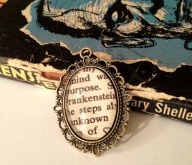 Mary Shelly's Frankenstein Antique Bronze Book Page Necklace