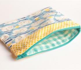 Patchwork Pouch - Monkeys and Yellow Dots 