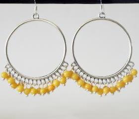 Large Hoop Yellow Earrings-Yellow chandelier earrings