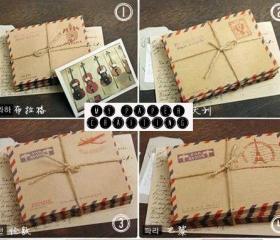10 mini mail brown air mail envelopes 