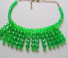 green sparkle bib necklace