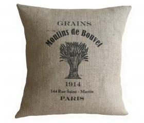 Vintage French Grain Sack Paris Pillow Cover 
