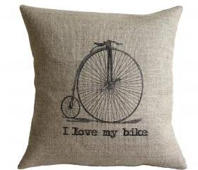 I Love my Bike Vintage Bicycle Pillow Cover 