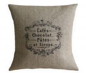 Vintage French Cafes Chocolat Pillow Cover 