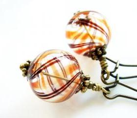 Caramel Chocolate Lollipop Hand Blown Glass Earrings