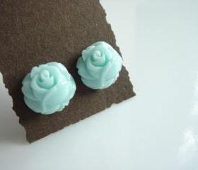 Baby Blue Rose Studs