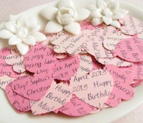 200 x Personalised Pink Confetti - 4 Shapes to Choose - Great for Baby Showers, Christenings, Birthdays