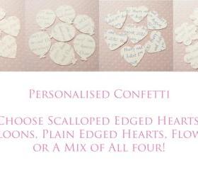 100 x Ivory Cream Personalised Heart Confetti - Great for Weddings, Invitations, Table Decor, Favours 