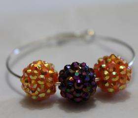 purple and orange disco ball large hoop earrings