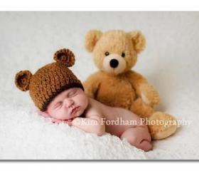 Crochet baby beanie hat - Newborn baby bear hat - Crochet baby hat - Bear hat - Photo prop -