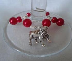 Bulldog Wine Glass Charms