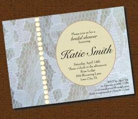 Printable Lace and Buttons Bridal Shower Invitation