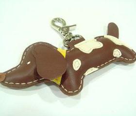 BIG Lilah the Dachshund Leather Charm ( Brown )