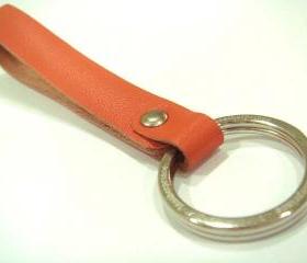 Handmade Leather Key Fob ( Orange )