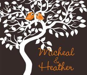 Personalized Wedding Signature Tree: 200 signatures plus guest book alternative, customized wedding tree