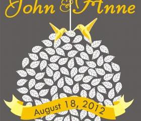 Wedding guest book alternative, wedding signature tree, 16x20 100 signatures