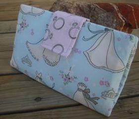 ➽ ➽ SALE ➽ ➽ Something Blue handmade cotton wallet, bridal clutch