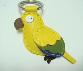 Sun Conure Parrot leather keychain ( Yellow )
