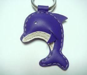 Rachael the Dolphin leather keychain ( Purple )