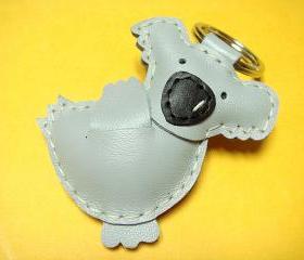 Jason the Koala Bear Leather Keychain ( Grey )