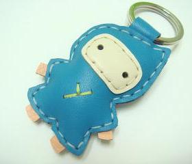 Taka the Ninja Leather Keychain ( Turquoise)