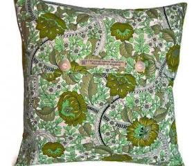 Vintage 1960s Burgess Ledward Frome green cotton cushion cover with button fastening 40cm