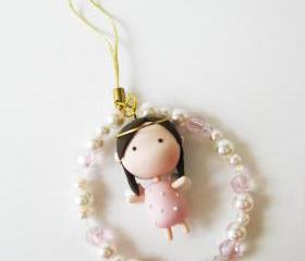 Mantou Angel Keychain Clay ( Pink )