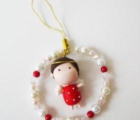  Mantou Angel Keychain Clay ( Red )