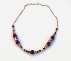 Bali Silver and Purple choker necklace