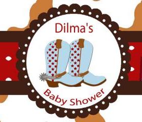Water Bottle Label DIY -Cowboy Baby Shower Labels SET of 20