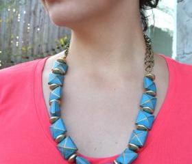 Golden X Turquoise Goddess Necklace