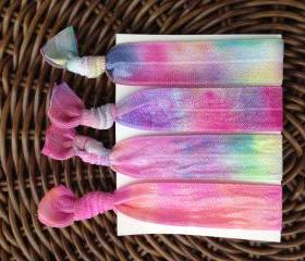 4 Bright Tie Dye Elastic Hair Ties (and bracelets)