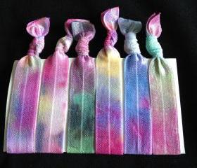 6 Bright Galaxy Tie Dye Hair Ties