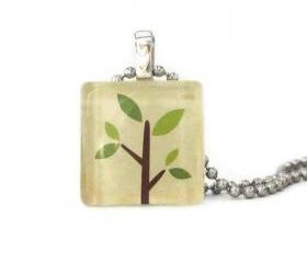 Cute Tree Pendant Square Glass Tile 20mm