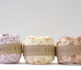 Fabric Ribbon, Floral Cotton Fabric, set of 3