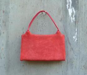 Vintage 1970s Red Suede and leather Handbag.