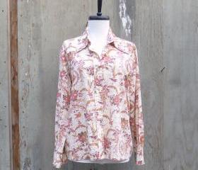 1970s Cowboy Floral Print Shirt