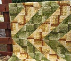 Handmade Quilt Green to Gold