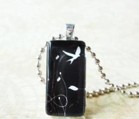 Bird Fly in Sky Freedom Small Domino Rectangle Glass Tile Pendant