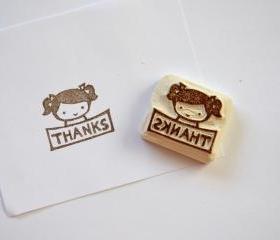 Hand Carved Rubber Stamp / Thanks