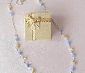 Fair Lady at the Beach- 925 Silver, Moonstone, Blue Agate, Mother-of-Pearl
