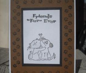 ➽ ➽ SALE ➽ ➽ Handmade Friends Fur Ever card, Handmade Friends Forever greeting card
