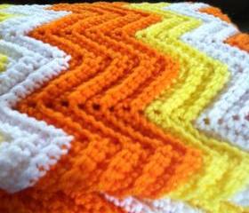 Halloween Ripple Crochet Baby Afghan Blanket