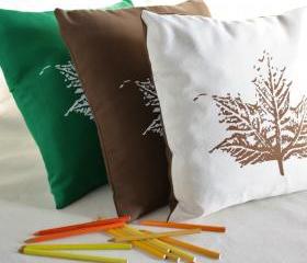 CUSHION COVERS - Autumn leaves design screen printed