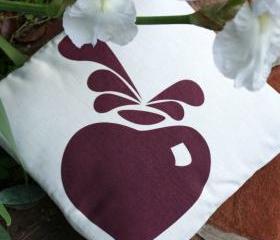 CUSHION COVER Natural & aubergine decorative modern accent pillow beetroot screen printed