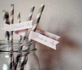 Bride to Be - Paper Drinking Straws and Flags: Set of 12
