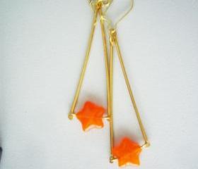 Orange star earrings