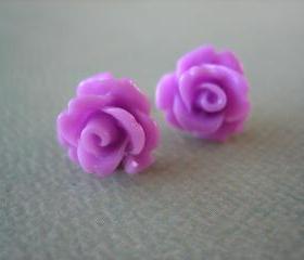 Adorable Mini Rose Earrings - Lavender - Jewelry by FIVE