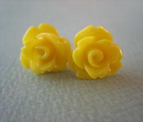 Adorable Mini Rose Earrings - Yellow - Jewelry by FIVE